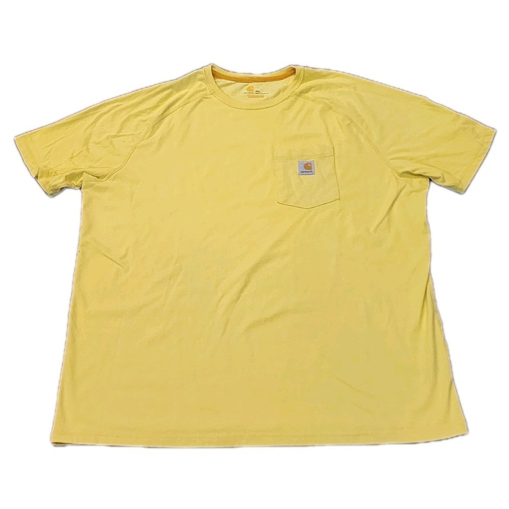 Carhartt Force Men's T-Shirt, Size 2XL, Yellow, Relaxed Fit, Short Sleeve